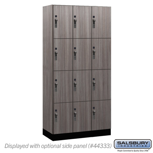 Salsbury 12" Wide Premier Wood Locker - Four Tier - 3 Wide - 6 Feet High - 18" Deep - Skyline Walnut - Hasps - Sweatfully
