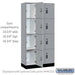 Salsbury 12" Wide Premier Wood Locker - Four Tier - 3 Wide - 6 Feet High - 18" Deep - Winter Fog - Resettable Combination Locks - Sweatfully