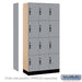 Salsbury 12" Wide Premier Wood Locker - Four Tier - 3 Wide - 6 Feet High - 18" Deep - Winter Fog - Hasps - Sweatfully