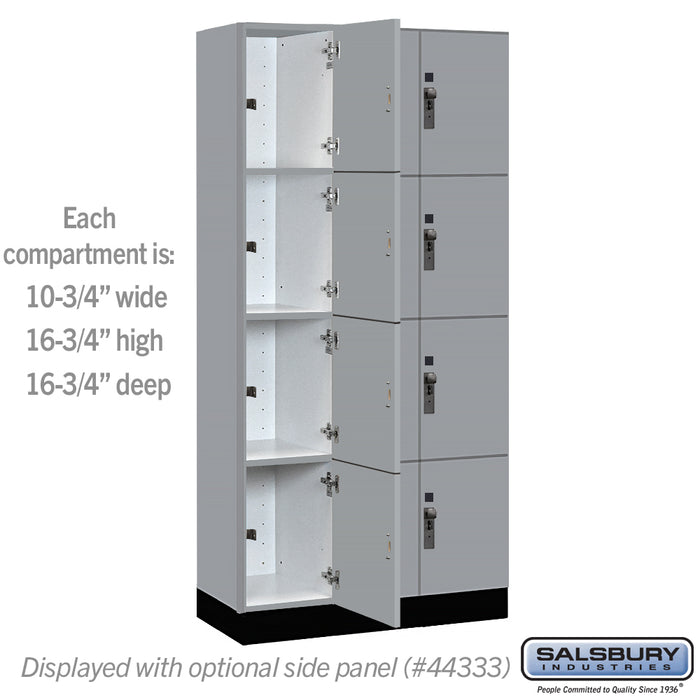 Salsbury 12" Wide Premier Wood Locker - Four Tier - 3 Wide - 6 Feet High - 18" Deep - Winter Fog - Hasps - Sweatfully
