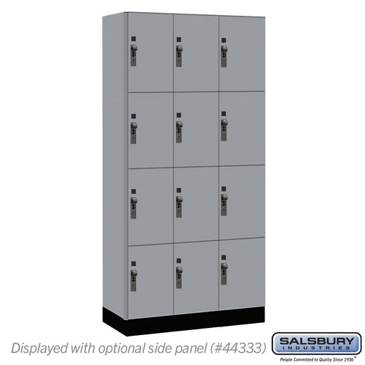 Salsbury 12" Wide Premier Wood Locker - Four Tier - 3 Wide - 6 Feet High - 18" Deep - Winter Fog - Hasps - Sweatfully