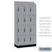 Salsbury 12" Wide Premier Wood Locker - Four Tier - 3 Wide - 6 Feet High - 18" Deep - Winter Fog - Hasps - Sweatfully