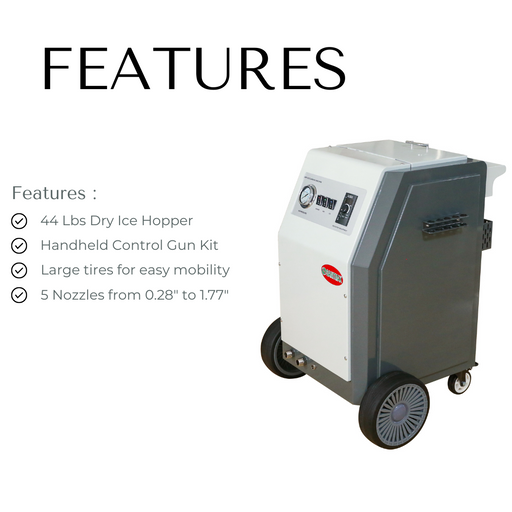 SM2000 Dry Ice Blasting Machine, 44 lbs Dry Ice Hopper, Hand Control Spray Gun Kit, 5 Nozzles - Sweatfully