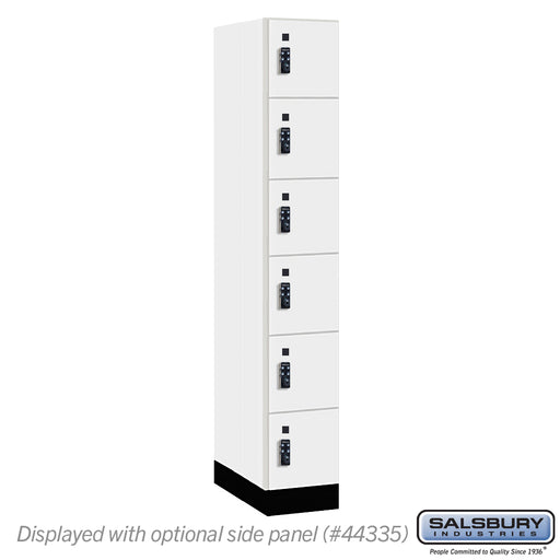 Salsbury 12" Wide Premier Wood Locker - Six Tier Box Style - 1 Wide - 6 Feet High - 21" Deep - Arctic White - Resettable Combination Locks - Sweatfully