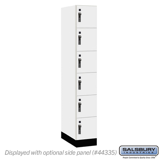 Salsbury 12" Wide Premier Wood Locker - Six Tier Box Style - 1 Wide - 6 Feet High - 21" Deep - Arctic White - Hasps - Sweatfully