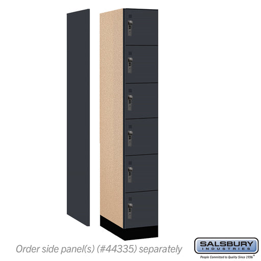 Salsbury 12" Wide Premier Wood Locker - Six Tier Box Style - 1 Wide - 6 Feet High - 21" Deep - Carbon Mesh - Hasps - Sweatfully