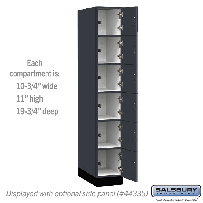 Salsbury 12" Wide Premier Wood Locker - Six Tier Box Style - 1 Wide - 6 Feet High - 21" Deep - Carbon Mesh - Hasps - Sweatfully