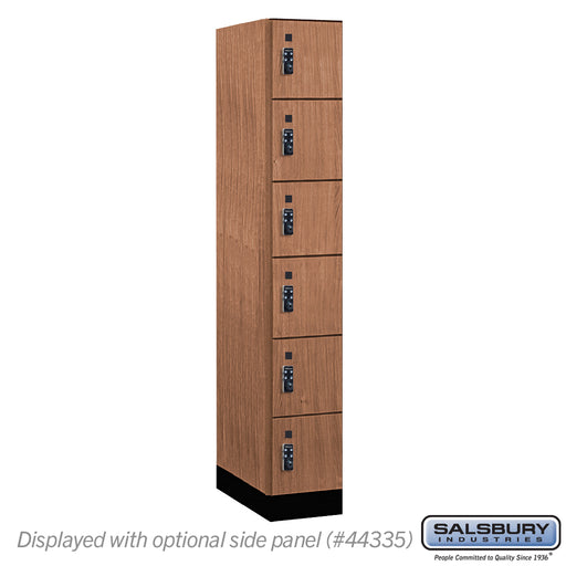 Salsbury 12" Wide Premier Wood Locker - Six Tier Box Style - 1 Wide - 6 Feet High - 21" Deep - Red Oak - Resettable Combination Locks - Sweatfully