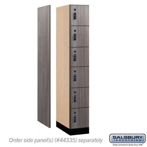 Salsbury 12" Wide Premier Wood Locker - Six Tier Box Style - 1 Wide - 6 Feet High - 21" Deep - Skyline Walnut - Resettable Combination Locks - Sweatfully