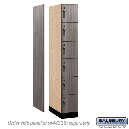 Salsbury 12" Wide Premier Wood Locker - Six Tier Box Style - 1 Wide - 6 Feet High - 21" Deep - Skyline Walnut - Hasps - Sweatfully