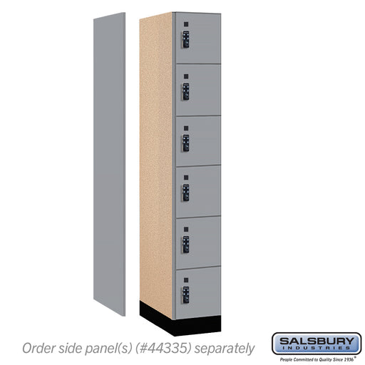 Salsbury 12" Wide Premier Wood Locker - Six Tier Box Style - 1 Wide - 6 Feet High - 21" Deep - Winter Fog - Resettable Combination Locks - Sweatfully