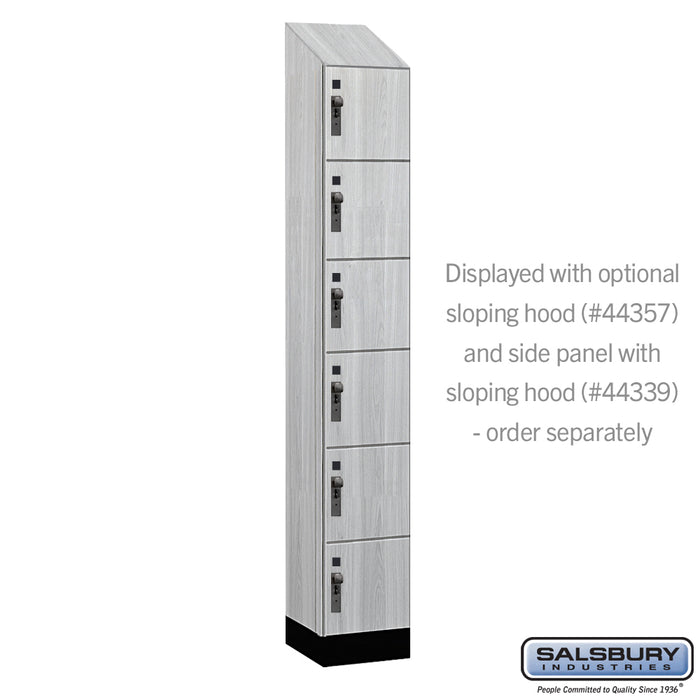 Salsbury 12" Wide Premier Wood Locker - Six Tier Box Style - 1 Wide - 6 Feet High - 15" Deep - Silver Teak - Hasps - Sweatfully