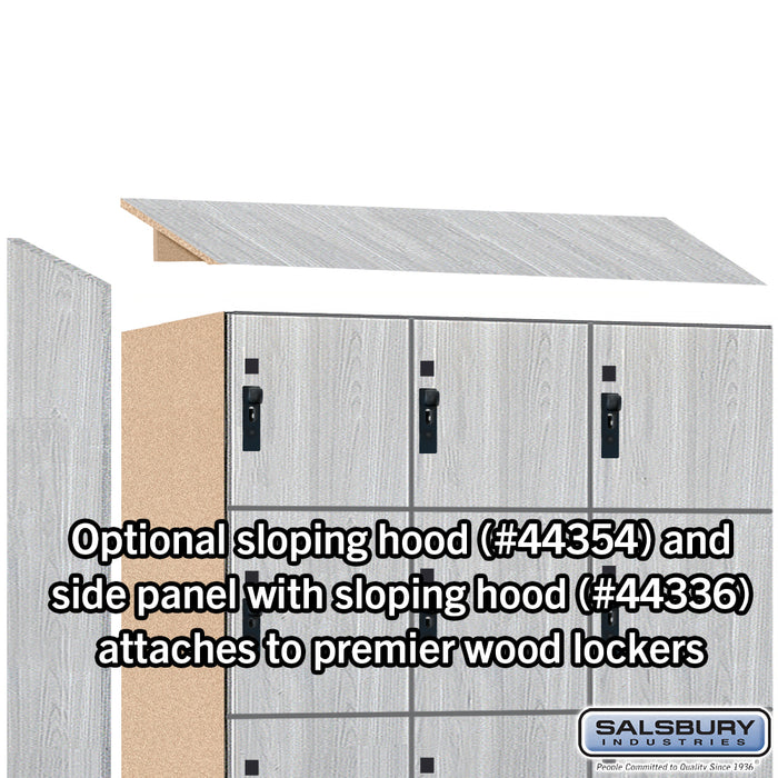 Salsbury 12" Wide Premier Wood Locker - Six Tier Box Style - 3 Wide - 6 Feet High - 21" Deep - Silver Teak - Hasps - Sweatfully