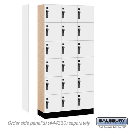Salsbury 12" Wide Premier Wood Locker - Six Tier Box Style - 3 Wide - 6 Feet High - 15" Deep - Arctic White - Hasps - Sweatfully