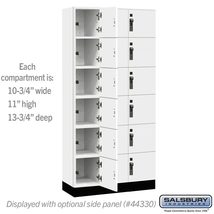 Salsbury 12" Wide Premier Wood Locker - Six Tier Box Style - 3 Wide - 6 Feet High - 15" Deep - Arctic White - Hasps - Sweatfully