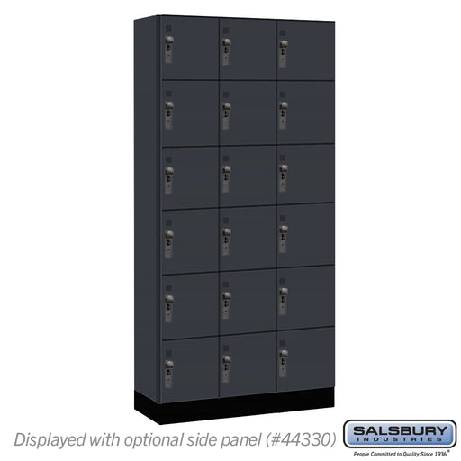 Salsbury 12" Wide Premier Wood Locker - Six Tier Box Style - 3 Wide - 6 Feet High - 15" Deep - Carbon Mesh - Hasps - Sweatfully