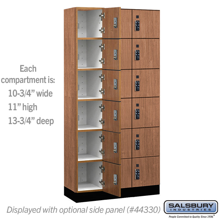 Salsbury 12" Wide Premier Wood Locker - Six Tier Box Style - 3 Wide - 6 Feet High - 15" Deep - Red Oak - Resettable Combination Locks - Sweatfully