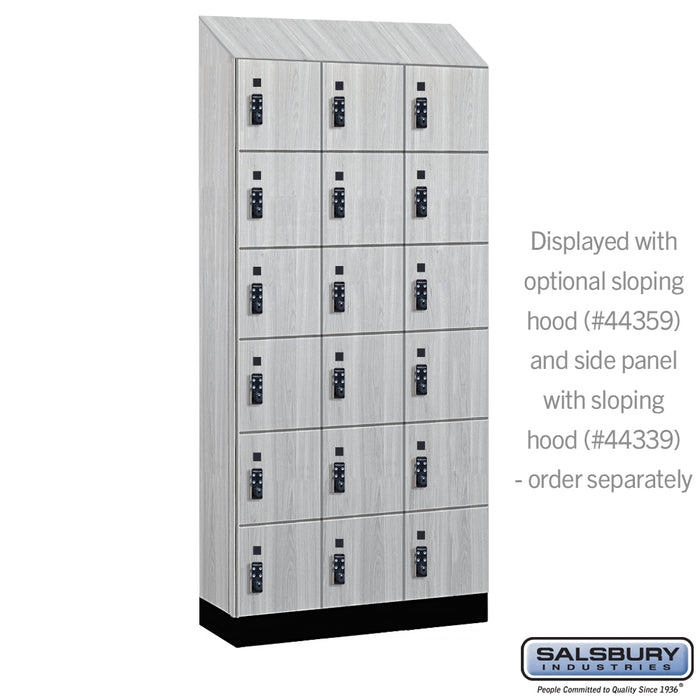 Salsbury 12" Wide Premier Wood Locker - Six Tier Box Style - 3 Wide - 6 Feet High - 15" Deep - Silver Teak - Resettable Combination Locks - Sweatfully