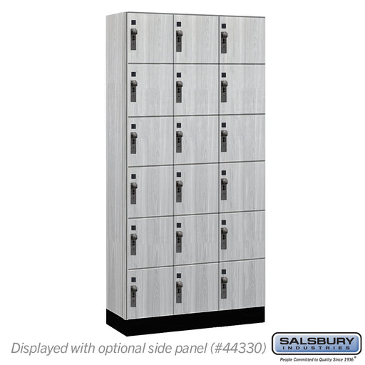 Salsbury 12" Wide Premier Wood Locker - Six Tier Box Style - 3 Wide - 6 Feet High - 15" Deep - Silver Teak - Hasps - Sweatfully