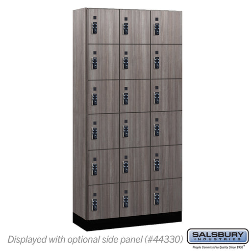 Salsbury 12" Wide Premier Wood Locker - Six Tier Box Style - 3 Wide - 6 Feet High - 15" Deep - Skyline Walnut - Resettable Combination Locks - Sweatfully