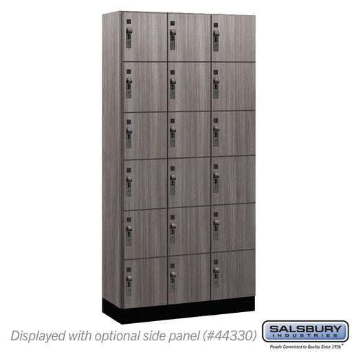 Salsbury 12" Wide Premier Wood Locker - Six Tier Box Style - 3 Wide - 6 Feet High - 15" Deep - Skyline Walnut - Hasps - Sweatfully