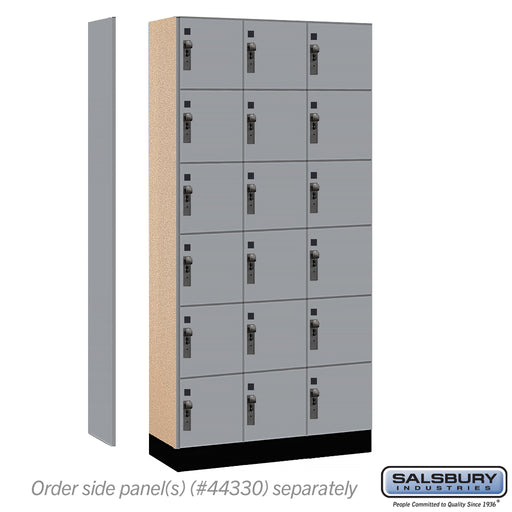 Salsbury 12" Wide Premier Wood Locker - Six Tier Box Style - 3 Wide - 6 Feet High - 15" Deep - Winter Fog - Hasps - Sweatfully