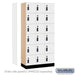 Salsbury 12" Wide Premier Wood Locker - Six Tier Box Style - 3 Wide - 6 Feet High - 18" Deep - Arctic White - Resettable Combination Locks - Sweatfully