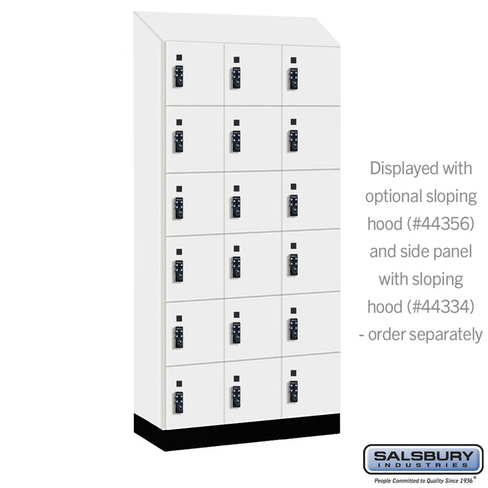 Salsbury 12" Wide Premier Wood Locker - Six Tier Box Style - 3 Wide - 6 Feet High - 18" Deep - Arctic White - Resettable Combination Locks - Sweatfully