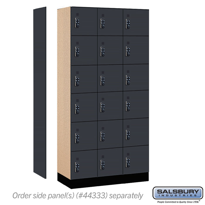 Salsbury 12" Wide Premier Wood Locker - Six Tier Box Style - 3 Wide - 6 Feet High - 18" Deep - Carbon Mesh - Resettable Combination Locks - Sweatfully