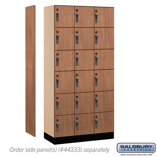 Salsbury 12" Wide Premier Wood Locker - Six Tier Box Style - 3 Wide - 6 Feet High - 18" Deep - Red Oak - Hasps - Sweatfully
