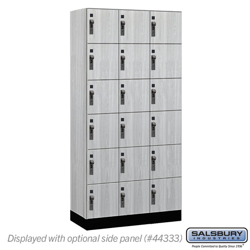 Salsbury 12" Wide Premier Wood Locker - Six Tier Box Style - 3 Wide - 6 Feet High - 18" Deep - Silver Teak - Hasps - Sweatfully