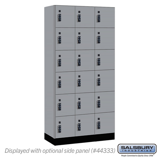 Salsbury 12" Wide Premier Wood Locker - Six Tier Box Style - 3 Wide - 6 Feet High - 18" Deep - Winter Fog - Resettable Combination Locks - Sweatfully