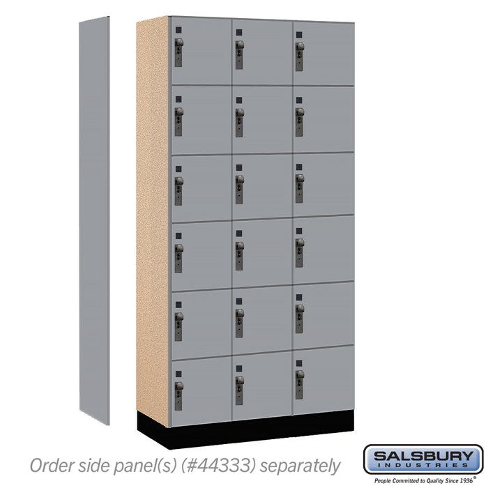 Salsbury 12" Wide Premier Wood Locker - Six Tier Box Style - 3 Wide - 6 Feet High - 18" Deep - Winter Fog - Hasps - Sweatfully