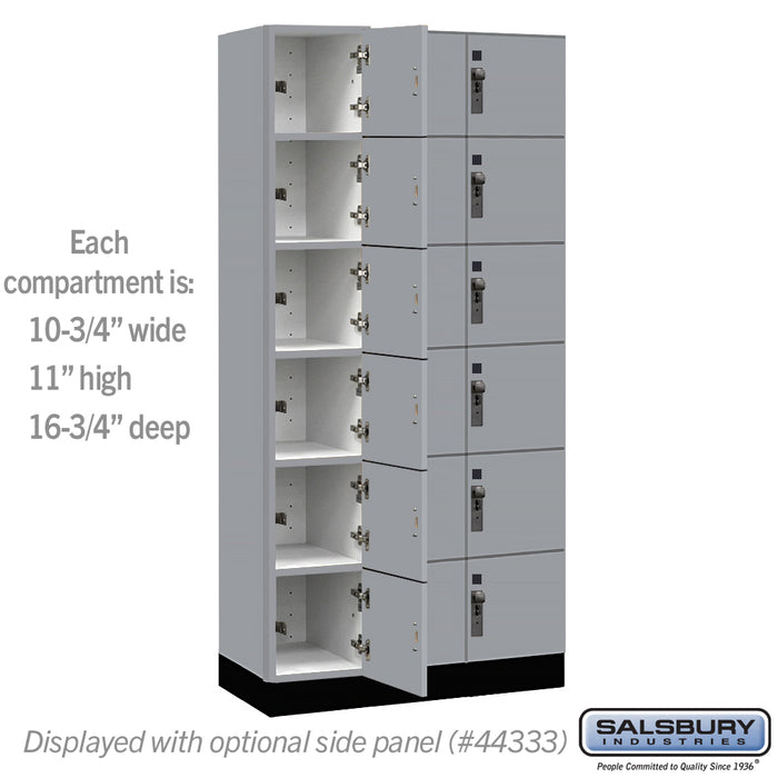 Salsbury 12" Wide Premier Wood Locker - Six Tier Box Style - 3 Wide - 6 Feet High - 18" Deep - Winter Fog - Hasps - Sweatfully