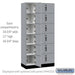 Salsbury 12" Wide Premier Wood Locker - Six Tier Box Style - 3 Wide - 6 Feet High - 18" Deep - Winter Fog - Hasps - Sweatfully