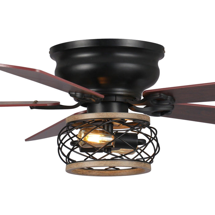 48" Antwerp Farmhouse Flush Mount Reversible Ceiling Fan with Lighting and Remote Control - Sweatfully
