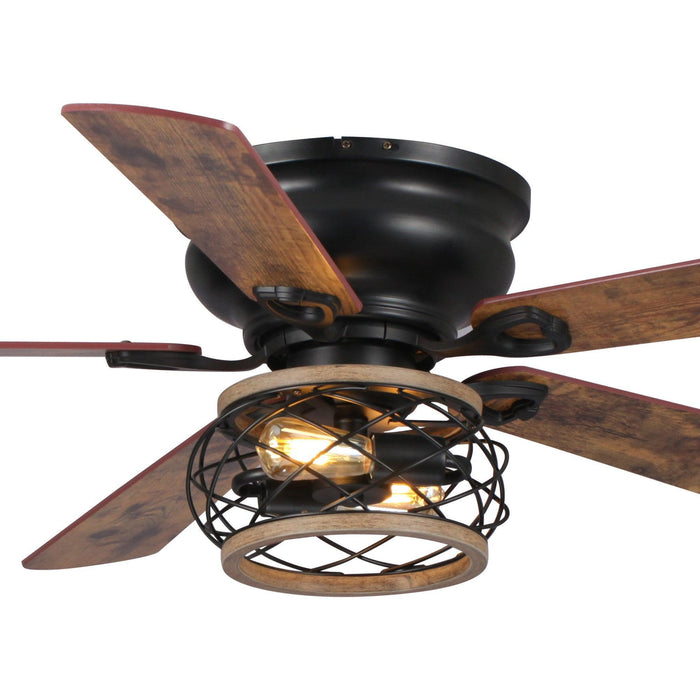 48" Antwerp Farmhouse Flush Mount Reversible Ceiling Fan with Lighting and Remote Control - Sweatfully