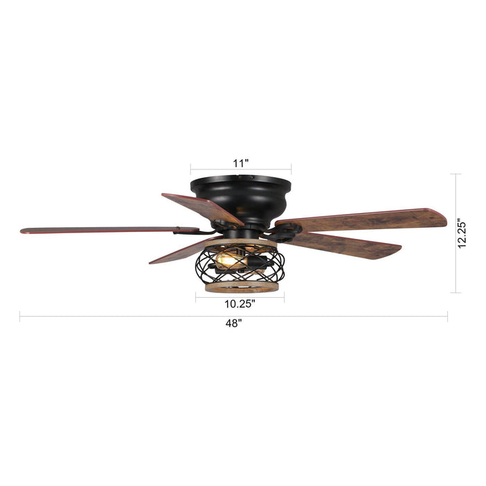 48" Antwerp Farmhouse Flush Mount Reversible Ceiling Fan with Lighting and Remote Control - Sweatfully