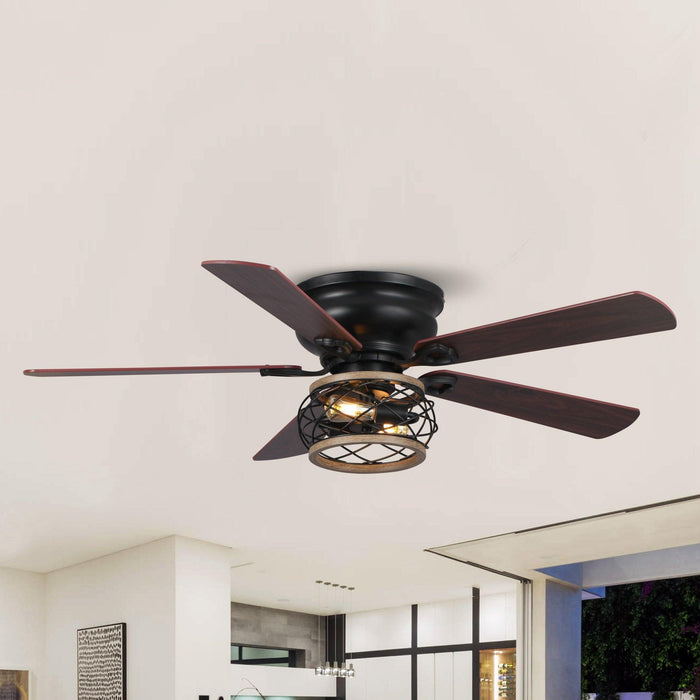 48" Antwerp Farmhouse Flush Mount Reversible Ceiling Fan with Lighting and Remote Control - Sweatfully