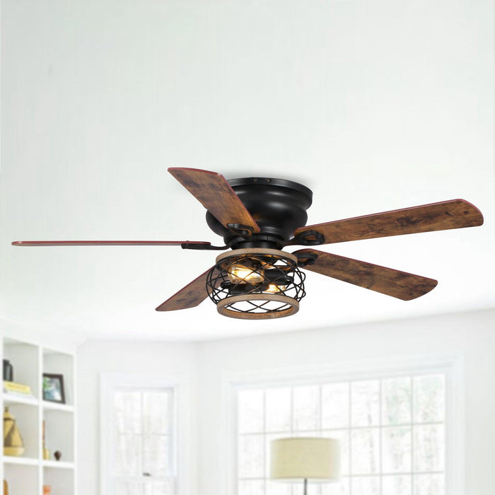 48" Antwerp Farmhouse Flush Mount Reversible Ceiling Fan with Lighting and Remote Control - Sweatfully