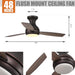 48" Beckette Farmhouse Flush Mount Reversible Ceiling Fan with Lighting and Remote Control - Sweatfully