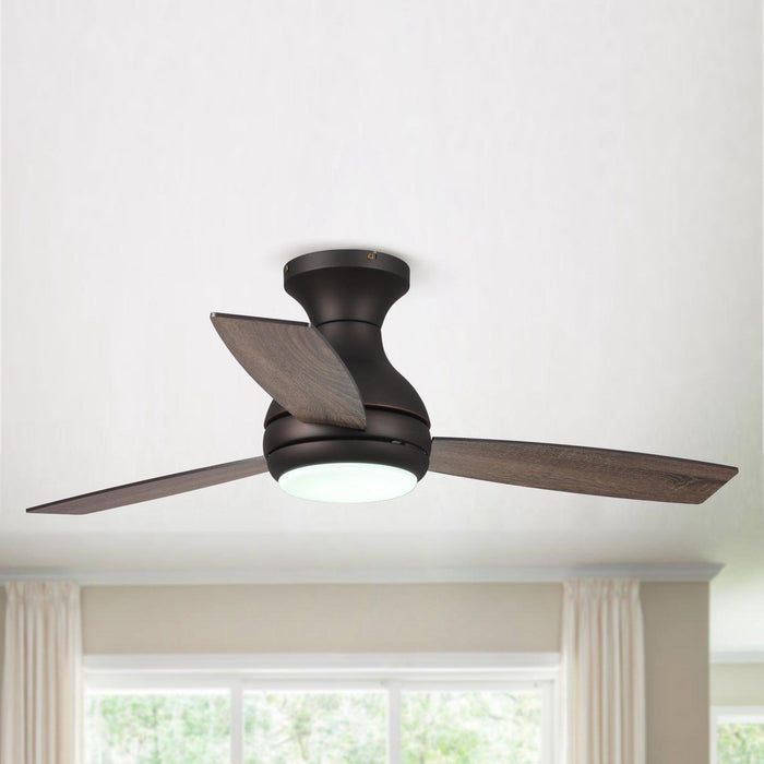 48" Beckette Farmhouse Flush Mount Reversible Ceiling Fan with Lighting and Remote Control - Sweatfully