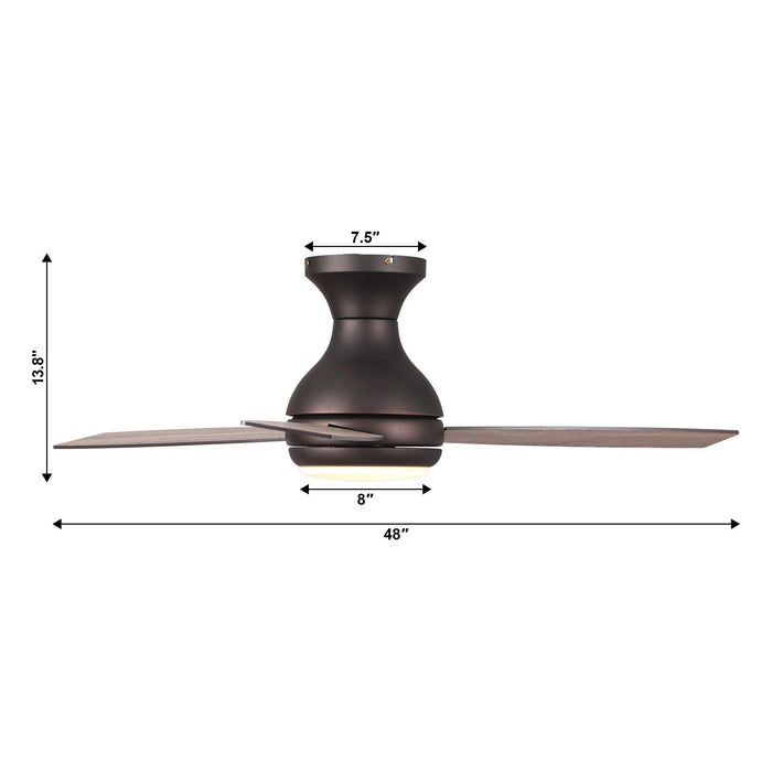 48" Beckette Farmhouse Flush Mount Reversible Ceiling Fan with Lighting and Remote Control - Sweatfully