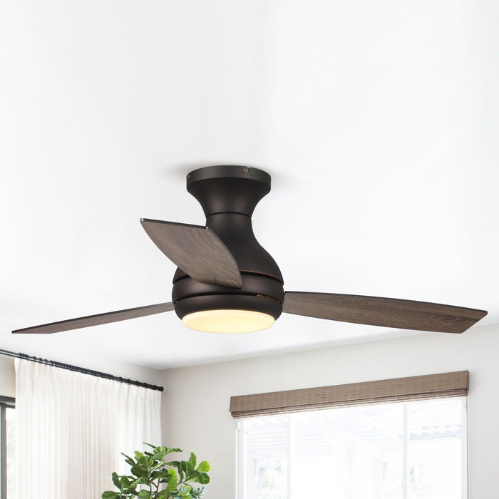 48" Beckette Farmhouse Flush Mount Reversible Ceiling Fan with Lighting and Remote Control - Sweatfully