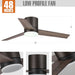 48" Kielah Farmhouse Flush Mount Reversible Ceiling Fan with Lighting and Remote Control - Sweatfully