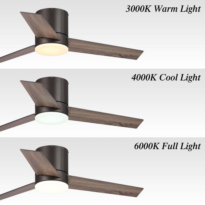 48" Kielah Farmhouse Flush Mount Reversible Ceiling Fan with Lighting and Remote Control - Sweatfully