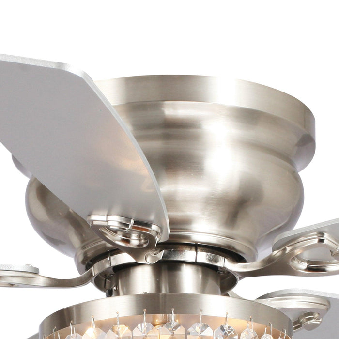 48" Modern Flush Mount Reversible Crytsal Ceiling Fan with Lighting and Remote Control - Sweatfully