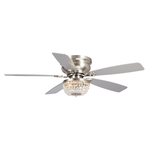 48" Modern Flush Mount Reversible Crytsal Ceiling Fan with Lighting and Remote Control - Sweatfully