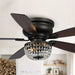 48" Modern Flush Mount Reversible Crytsal Ceiling Fan with Lighting and Remote Control - Sweatfully