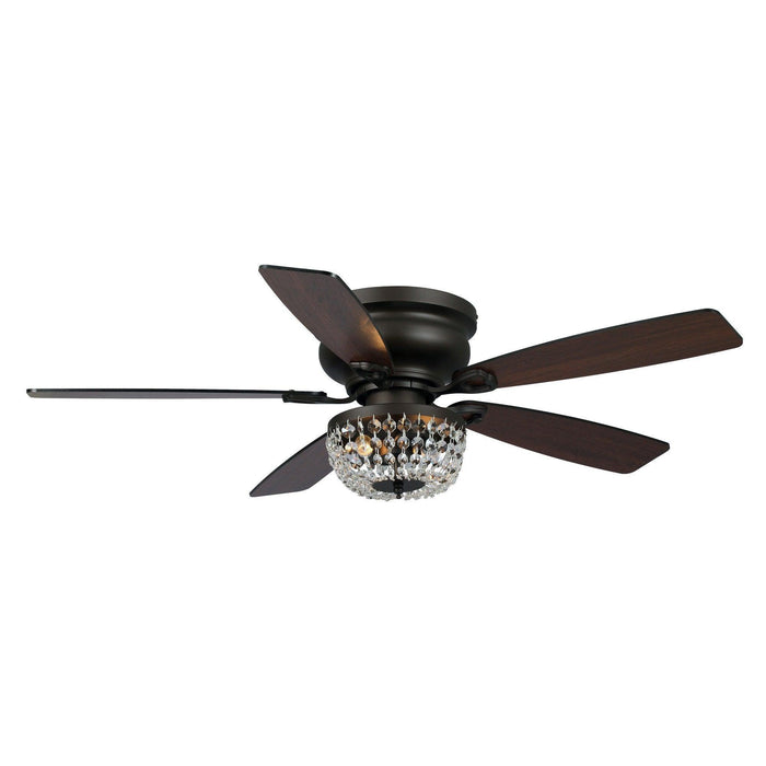 48" Modern Flush Mount Reversible Crytsal Ceiling Fan with Lighting and Remote Control - Sweatfully